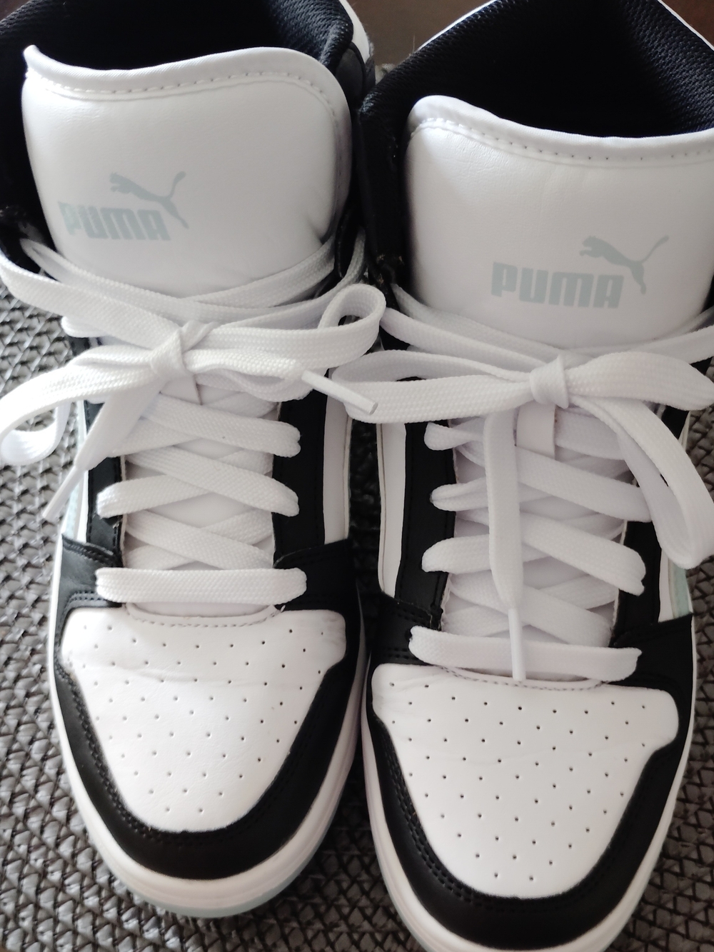 Puma Women's Black, White & Teal High-Top Sneakers